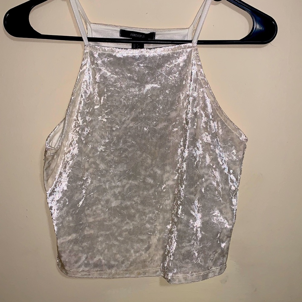 White velour crop top